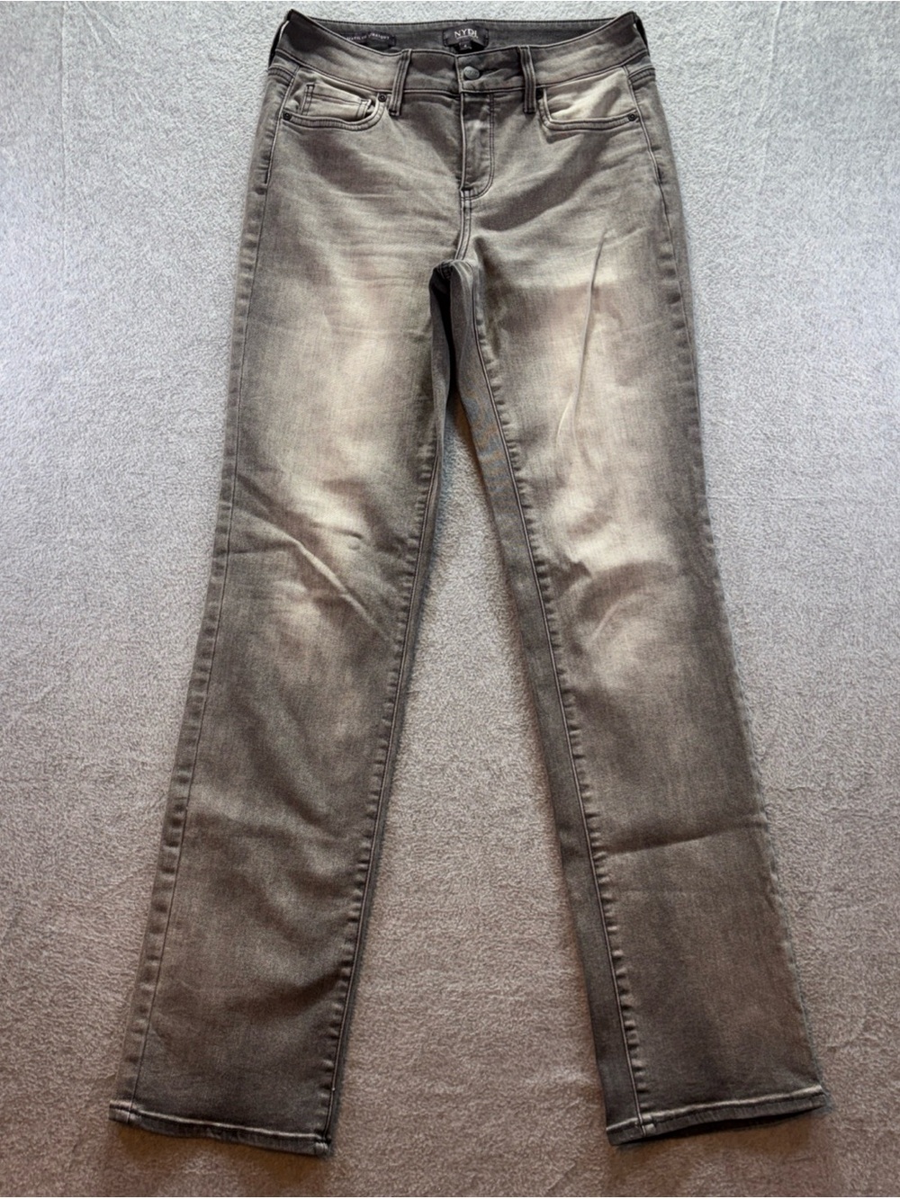 NYDJ Marilyn Straight Womens 4 Gray Lift Tuck Denim Cotton Stretch